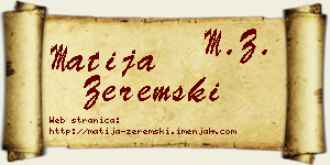 Matija Zeremski vizit kartica
